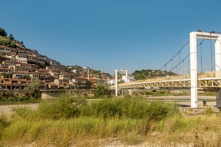 Berat, Albania- August 9, 2019: Berat town, historical Town-Museum, Albaniaのeditorial素材