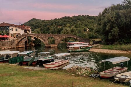 Cetinje, Montenegro- July 21, 2019:Beautiful view of National park Skadar lake and Rijeka...