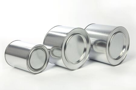 metal (tin) of the bank on a white backgroundの写真素材