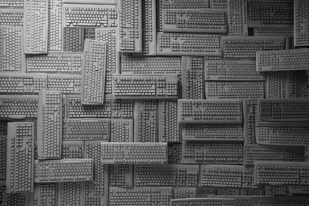 background of many keyboards in a messの写真素材