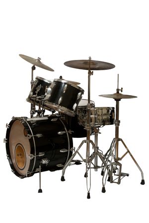 five piece drum kit (white background)の写真素材
