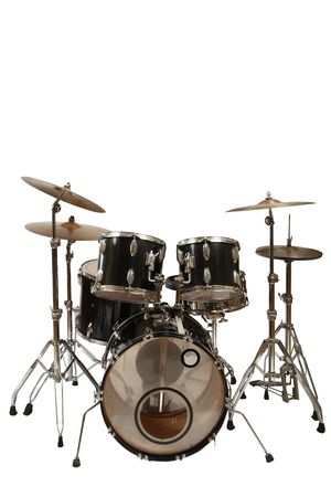 five piece drum kit (white background)の写真素材