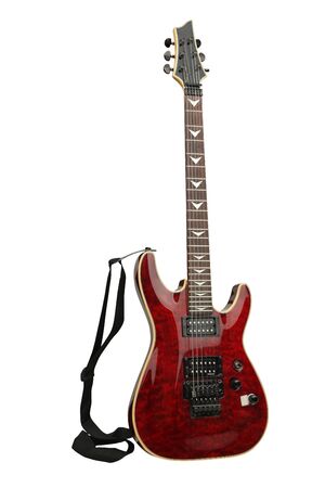 red electric guitar on white backgroundの写真素材