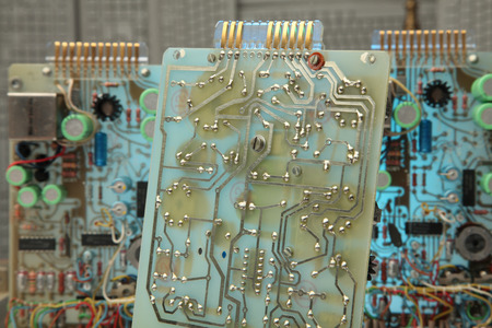 Abstract background with old computer circuit boardの写真素材
