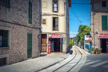 SOLLER, SPAIN - JUNE, 2016: Famous touristic railroad in Soller, Mallorca island.のeditorial素材
