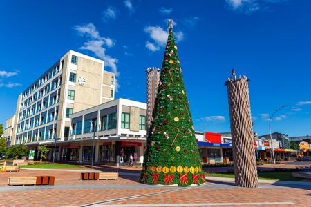 ROTORUA, NEW ZEALAND - DECEMBER, 2018: Christmas tree in the center of Rotorua town, New Zealand.のeditorial素材