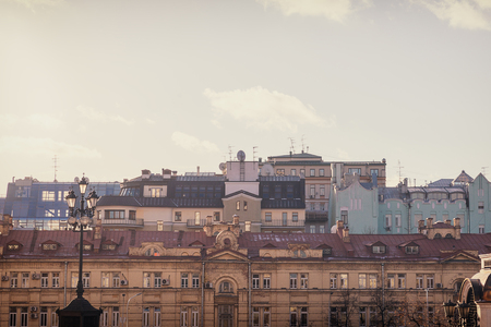 Moscow old houses facades view in the city centerの写真素材