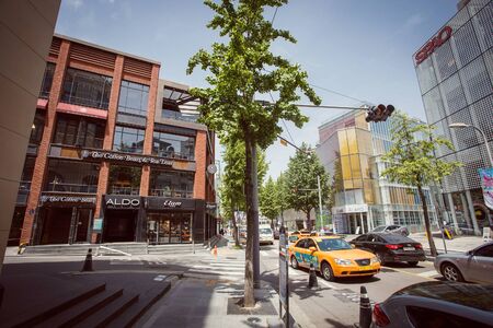 SEOUL, SOUTH KOREA - MAY, 2017: Famous Garosu-gil area streets in Gangnam, Seoul