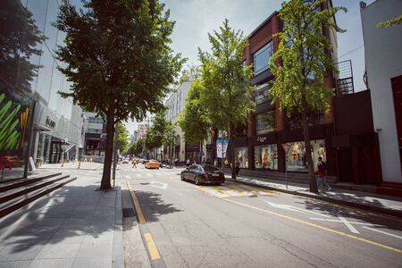 SEOUL, SOUTH KOREA - MAY, 2017: Famous Garosu-gil area streets in Gangnam, Seoulのeditorial素材