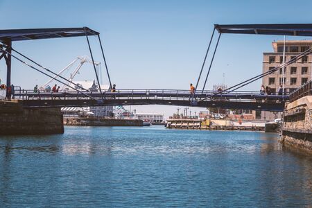CAPE TOWN, SOUTH AFRICA - NOVEMBER, 2018: Pedestrian drawbridge at waterfront of Cape Townのeditorial素材