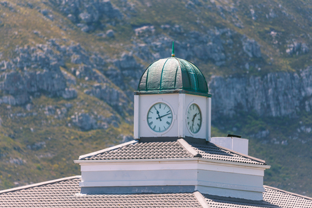 Roof of old building with clocktower in Hermanus, South Africa