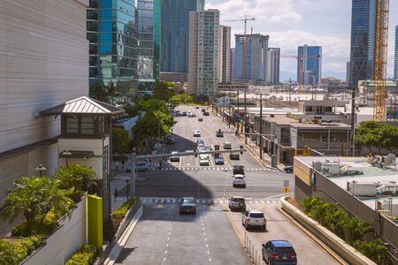 HONOLULU, USA - JUNE, 2018: View of business district of Honolulu city, Hawaiiのeditorial素材