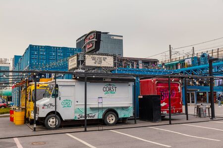 SEOUL, KOREA - MARCH, 2019: Common Ground - shopping and dining area in Seoul made of containers.のeditorial素材
