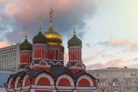 Orthodox church in Moscow city center evening viewの写真素材