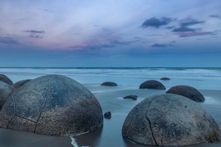 Spheric Moeraki Boulders on the Eastern coast of New Zealandの写真素材