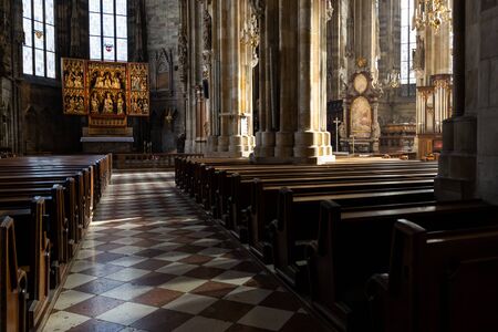 VIENNA, AUSTRIA - OCTOBER, 2019: Interior of St Stephen Cathedral, main catholic church in Austria