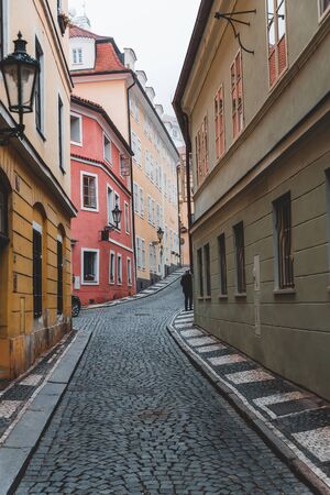 Narrow street in Prague old town, Czech Republic