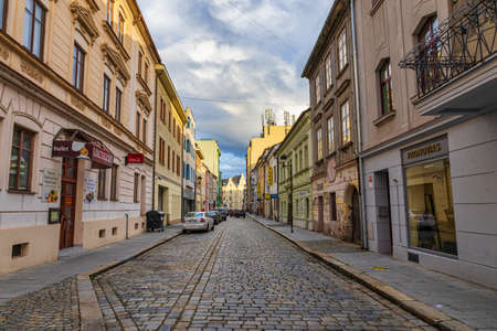 CESKE BUDEJOVICE, CZECH REPUBLIC - NOVEMBER, 2019: Old streets of famous european town