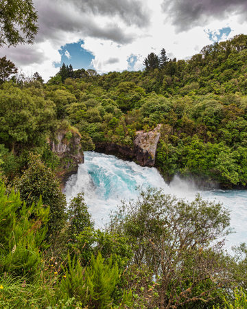 View of Huka Falls in Taupo, New Zealandの写真素材