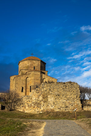 Beautiful Jvari monastery, famous historical place in Mtskheta, Georgiaの写真素材