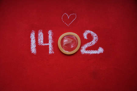 the concept of advertising condoms on 14 Februaryの写真素材