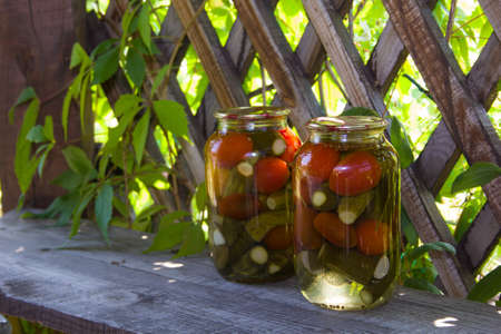 Jars with picklesの写真素材
