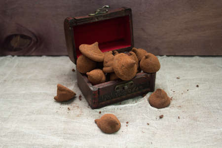 Homemade chocolates trufflesの写真素材