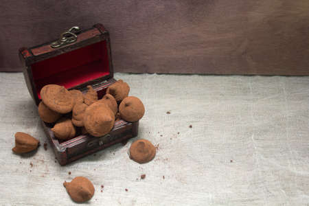 Homemade chocolates trufflesの写真素材
