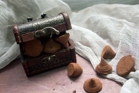 Homemade chocolates trufflesの写真素材