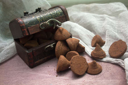 Homemade chocolates trufflesの写真素材