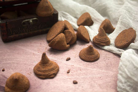 Homemade chocolates trufflesの写真素材