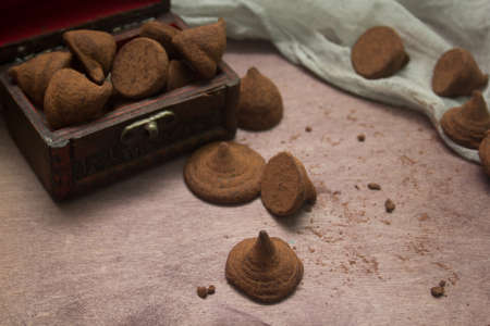 Homemade chocolates trufflesの写真素材