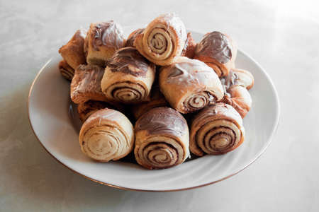 homemade cinnamon rollsの写真素材