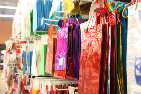 gift packaging bags in the storeの写真素材