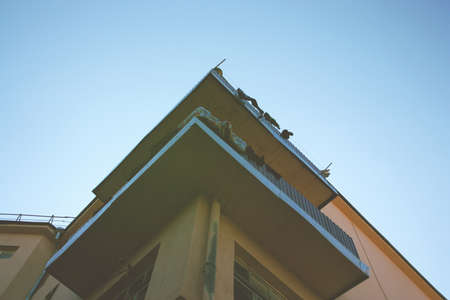 architectural background. house with balconies a view from belowの写真素材