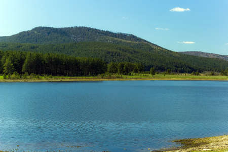 landscape with the Ural mountains and lake ,Bashkortostan,Russia.の写真素材