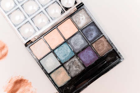 top view palette multicolored hues eyeshadowの写真素材