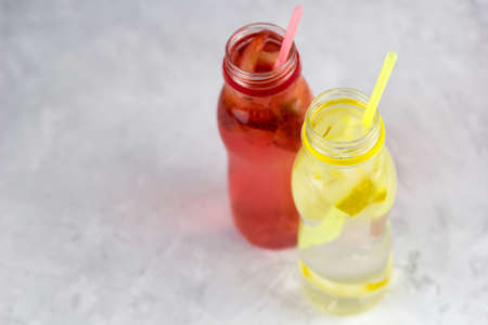strawberry and lemon drinks copy spaceの写真素材