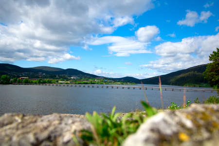landscape with river and countryside in Bashkortostan, Russiaの写真素材