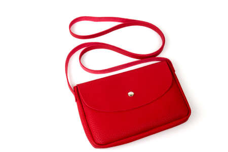 red leather bag isolated on white backgroundの写真素材