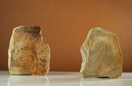Minimal background for branding and packaging presentation with stones. Luxury earth tones.の写真素材
