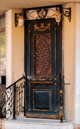 Antique metal door in Old town, Tbilisi, Georgia.の写真素材
