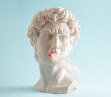 White plaster statue head of Davidの写真素材