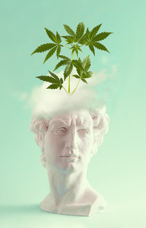 White plaster statue head of Davidの写真素材
