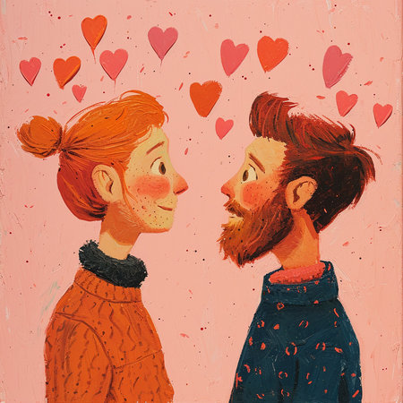 Illustration of couple in loveの素材