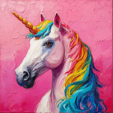 Portrait of a rainbow unicornの素材