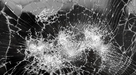Close-up of broken glass texture design element.