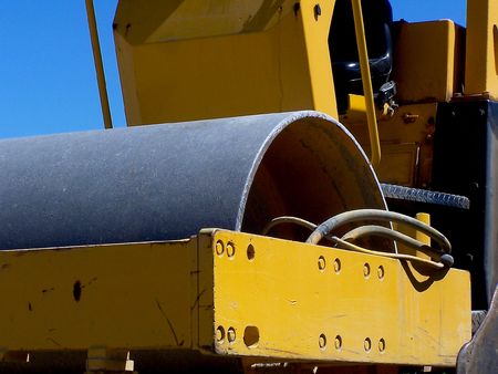 Closeup of construction compactor machineの写真素材