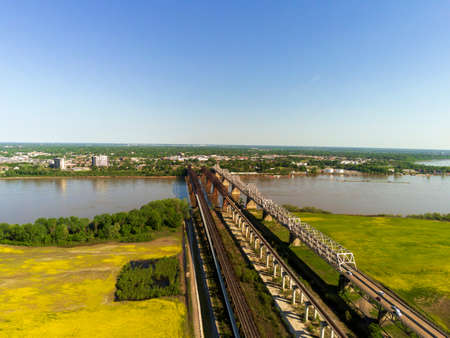 The Memphis Arkansas Memorial Bridge on Interstate 55 crossing the Mississippi River between West...