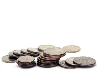 US coins in a pile